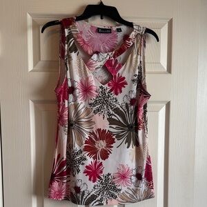 New York & Company Pink and Cream Floral Tank Top